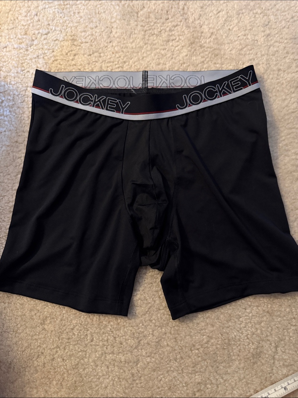 Jockey Black Boxer Briefs with Grey & Red Waistband